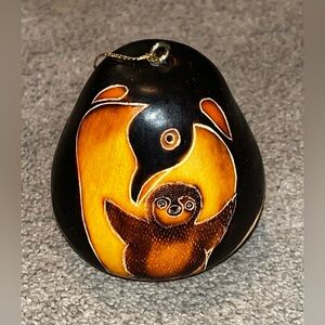 Handmade Penguin Gourd Christmas Ornament